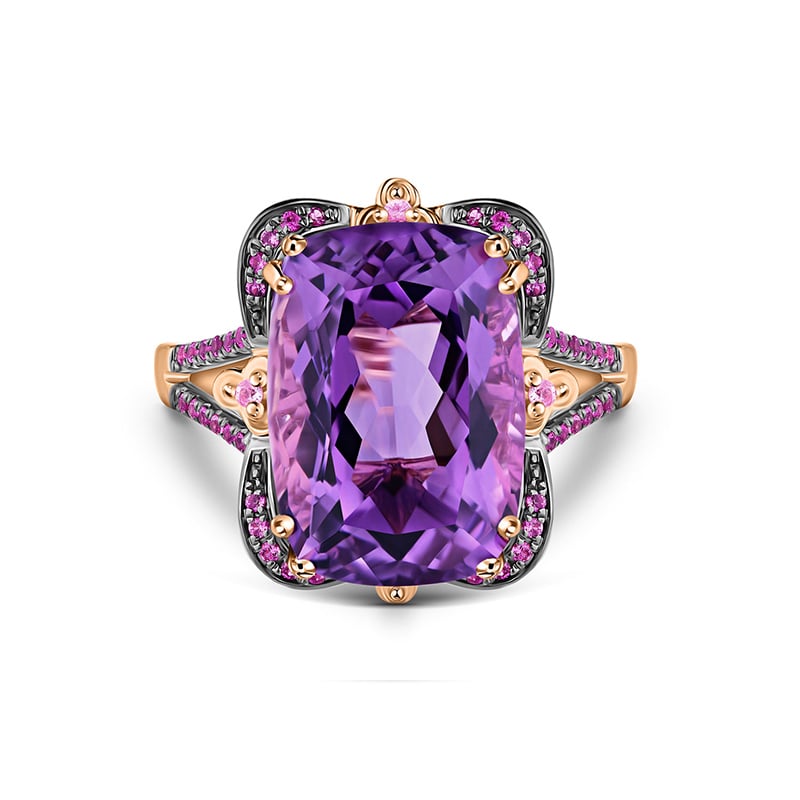 14k Rose Gold Amethyst and Pink Sapphire Ring